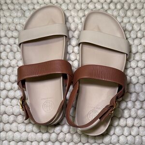 Tory Burch Brown and Cream Sandals
